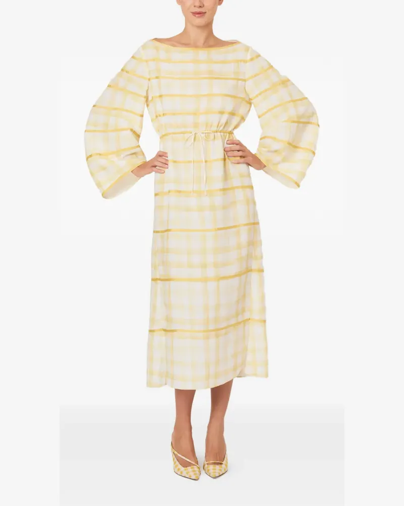 Rosie Assoulin plaid bell-sleeve dress - Gelb Gelb