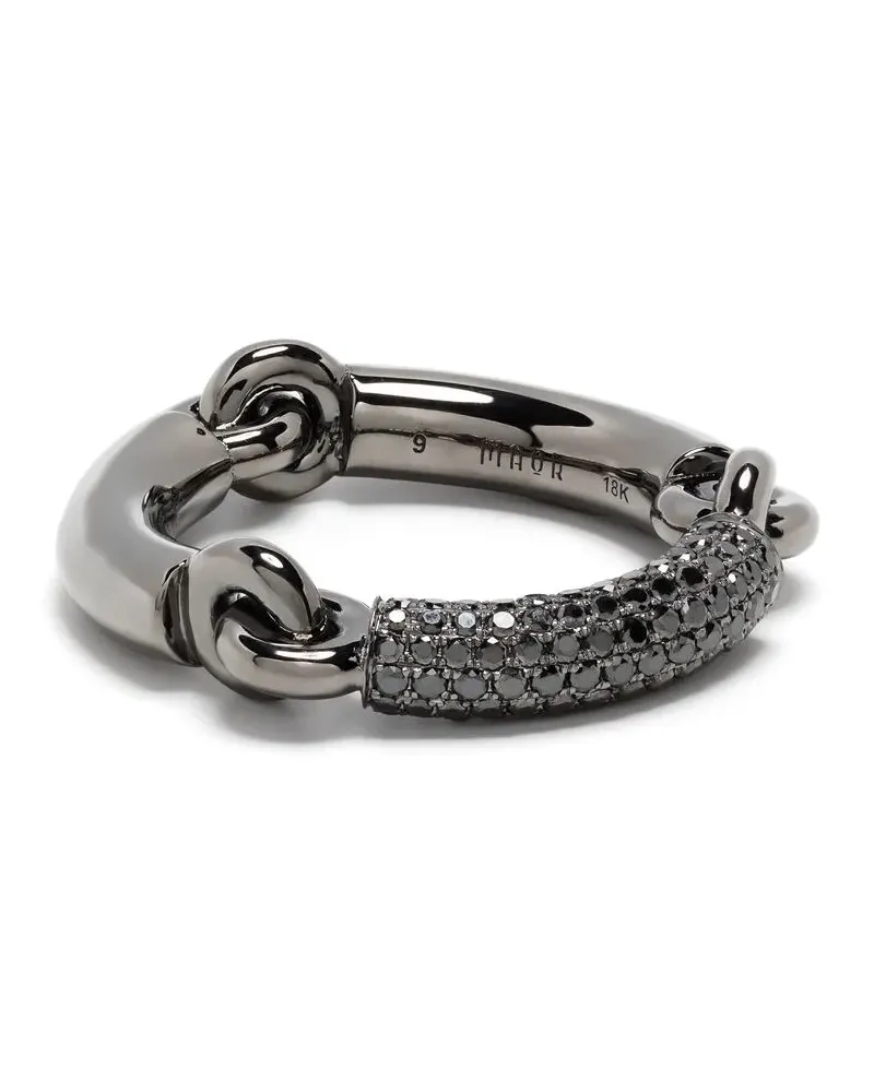 MAOR 18kt Schwarzgoldring mit Kristallen Schwarz