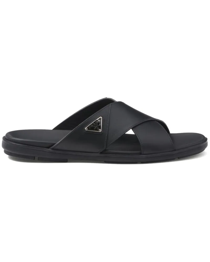 Prada Sandalen mit Triangel-Logo - Schwarz Schwarz