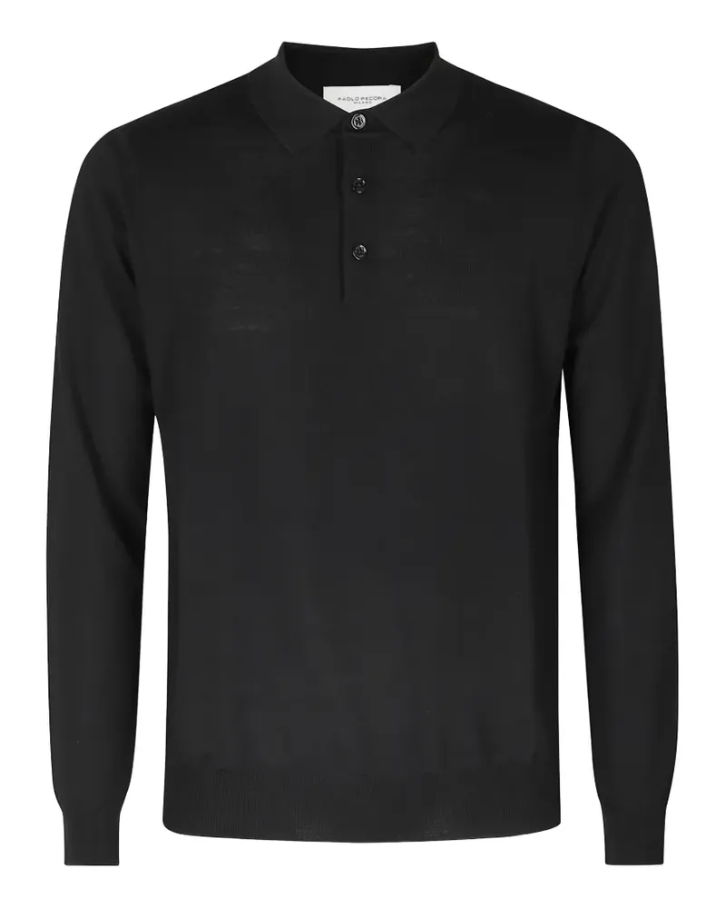 Paolo Pecora Milano long-sleeve wool polo shirt - Schwarz Schwarz