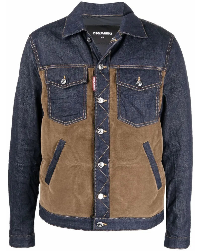 Dsquared2 Cordjacke mit Jeanseinsätzen Blau