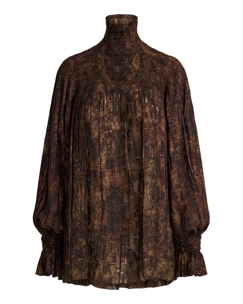 Ralph Lauren Gesmokte Maddison Bluse mit Paisley-Print - Braun Braun