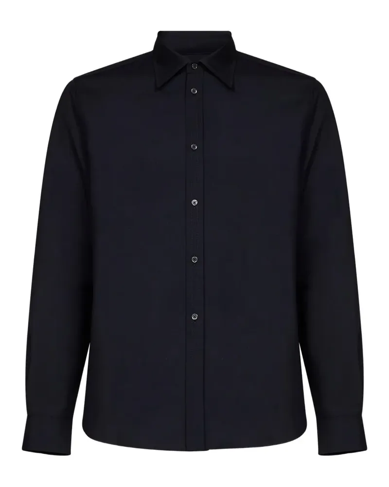Jil Sander pointed-collar rounded-hem shirt - Blau Blau