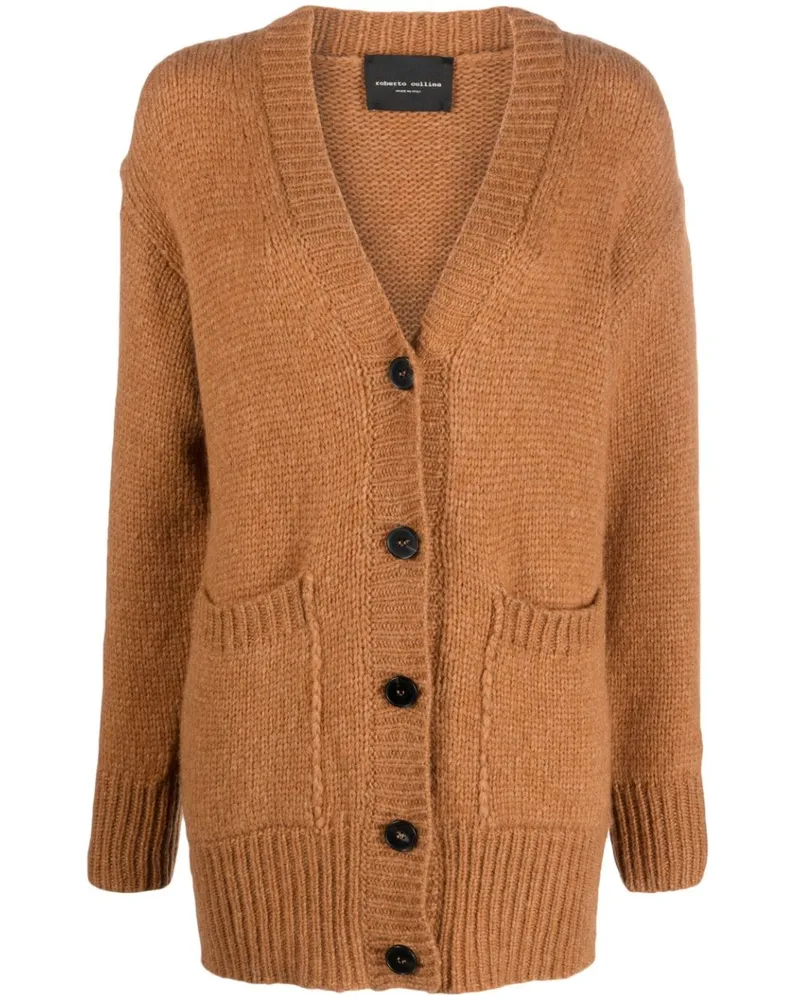 Roberto Collina Cardigan mit V-Ausschnitt Nude