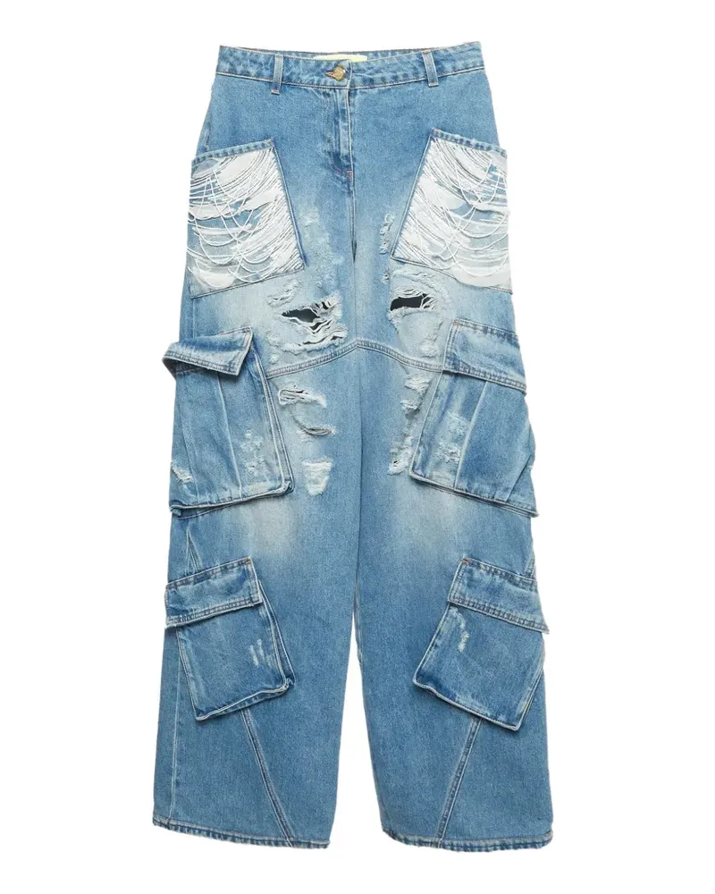 Elisabetta Franchi Cargo-Jeans mit Pailletten - Blau Blau