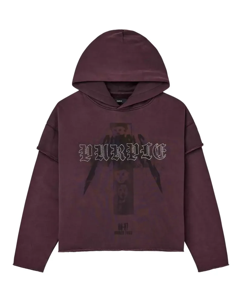 PURPLE BRAND layered rhinestone-embellished hoodie - Violett Violett