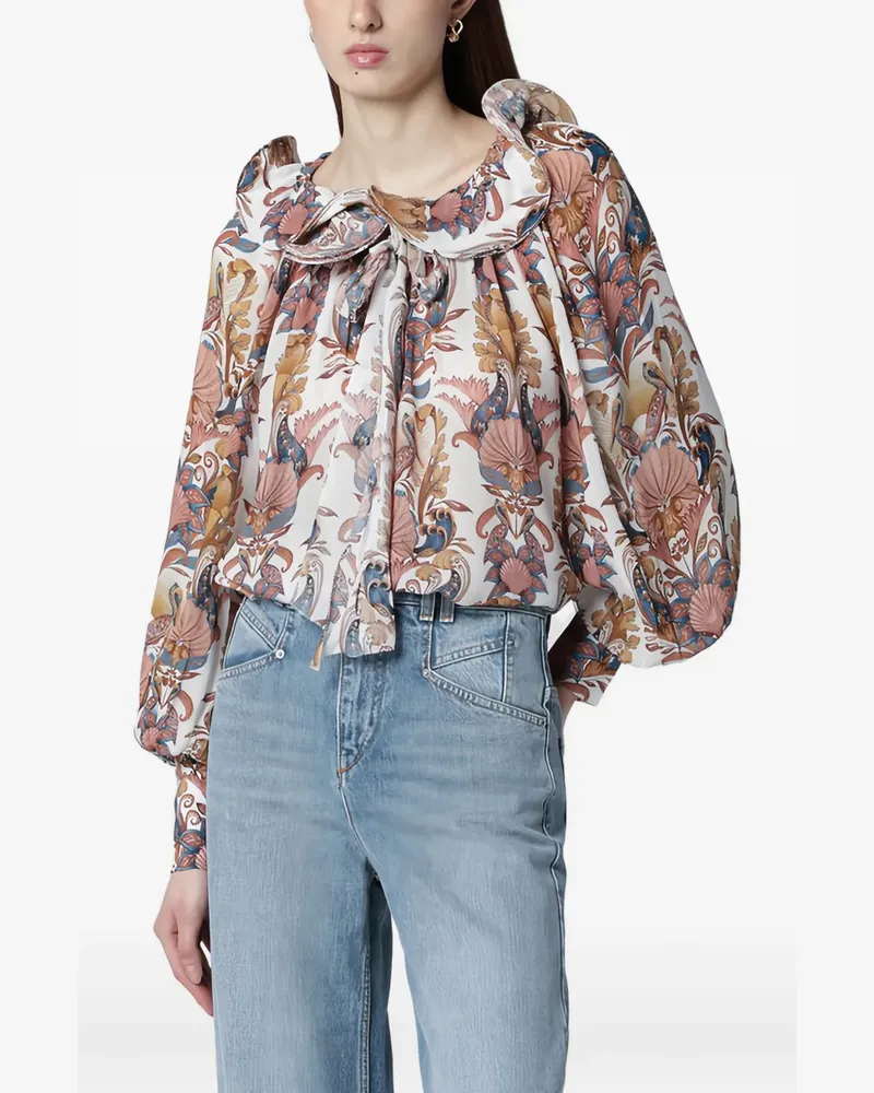 FARM Rio Bluse mit Blütenmuster - Weiß Weiß