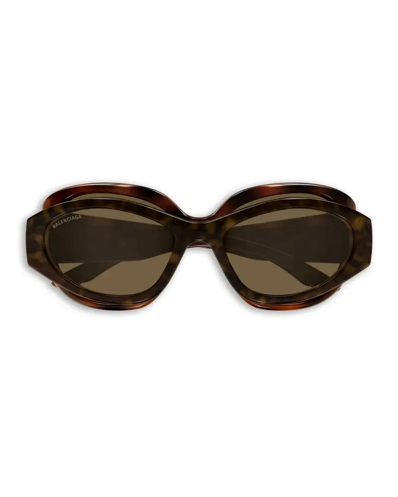 Balenciaga Ovale Sonnenbrille mit Logo - Braun Braun