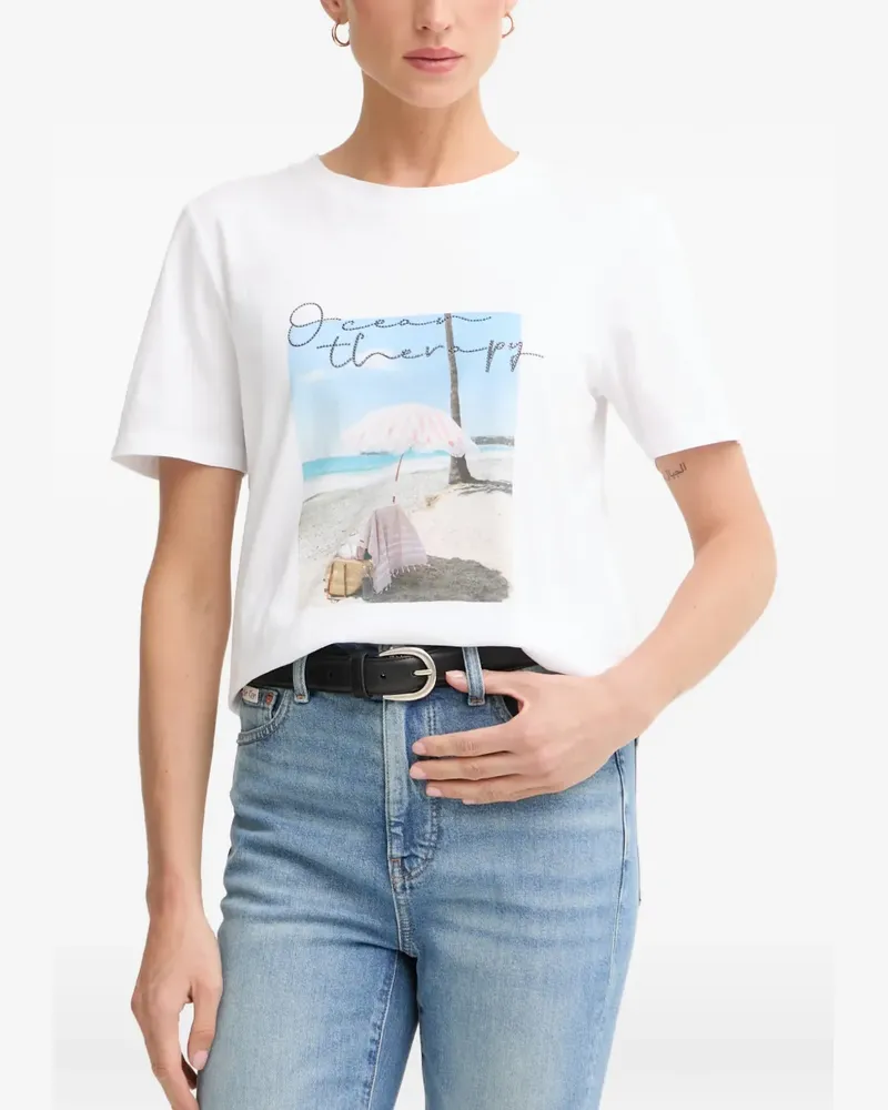 MARC AUREL T-Shirt mit strassverziertem Print - Weiß Weiß