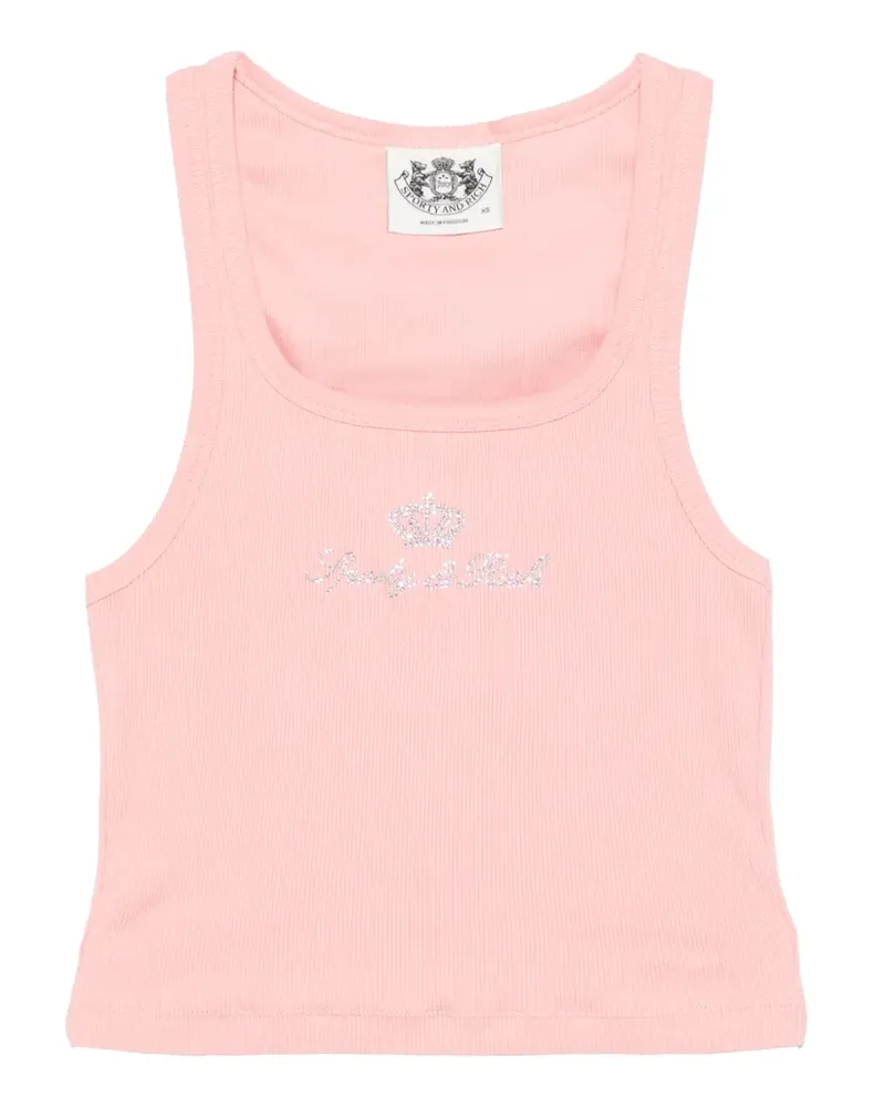 SPORTY & RICH Juicy rhinestone-embellished cropped tank top - Rosa Rosa