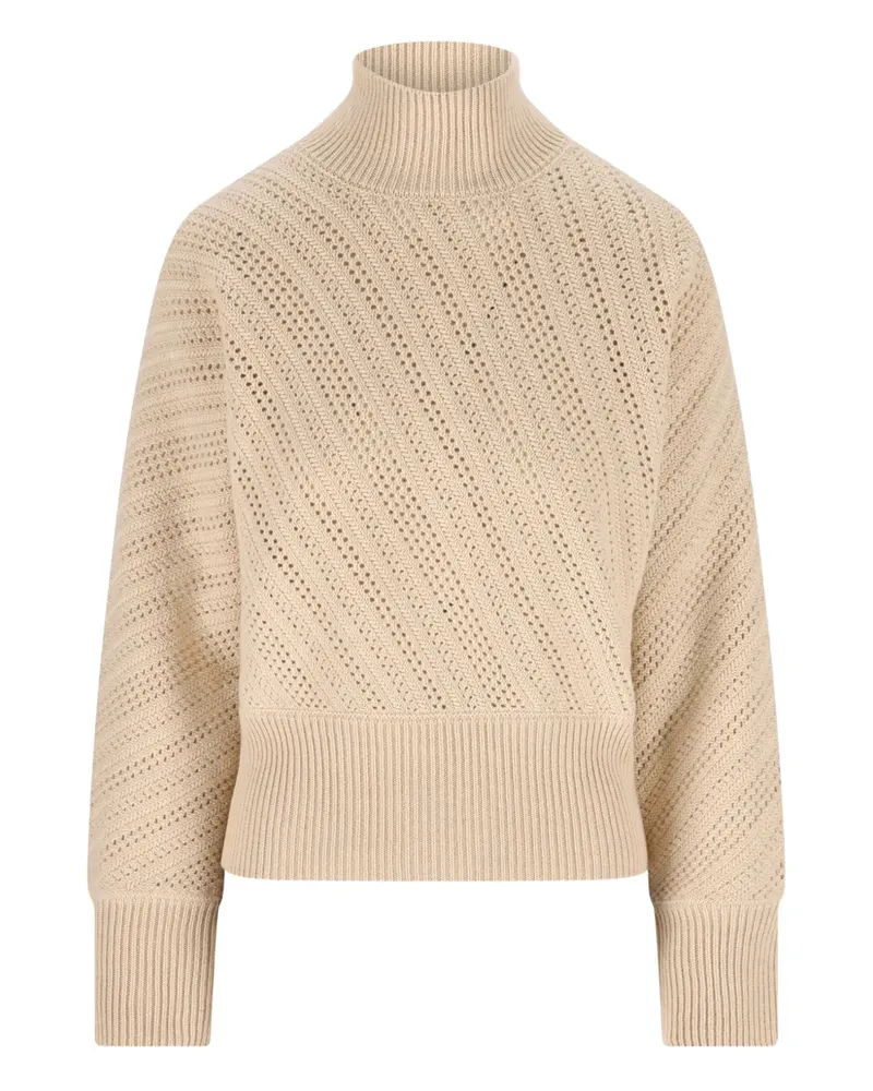 Fendi Wabenstrick-Rollkragenpullover mit Stehkragen - Nude Nude