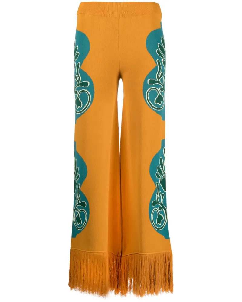 PAULA Weite Hose mit Fransen - Orange Orange