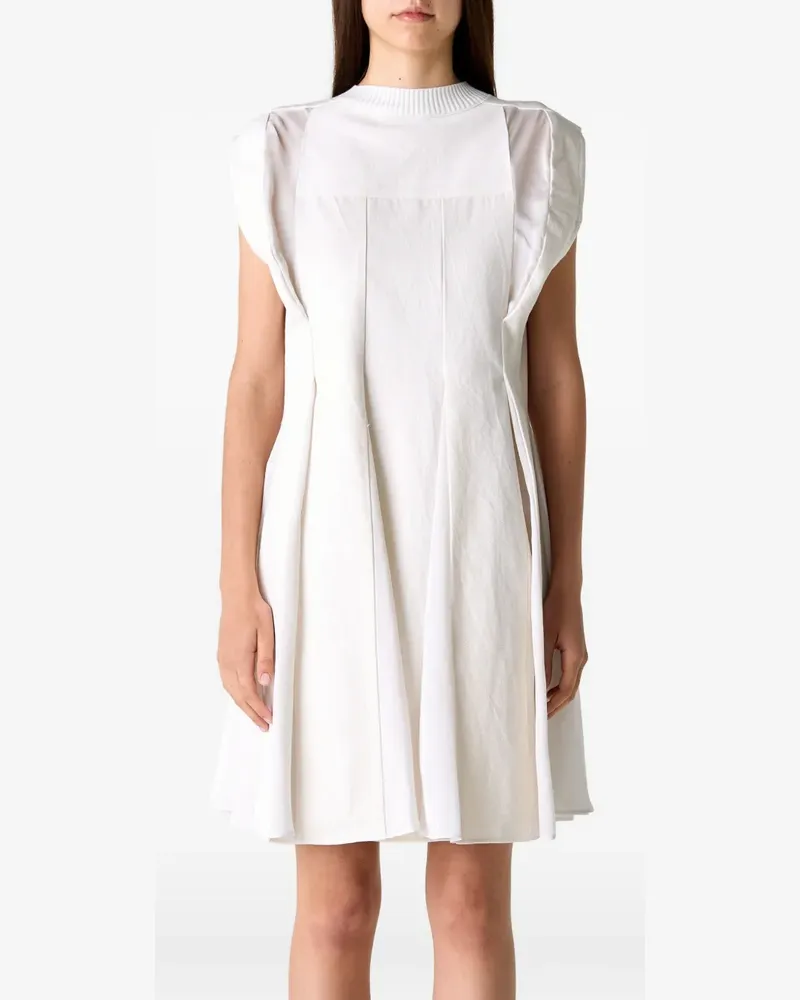 Sacai pleated panelled dress - Weiß Weiß