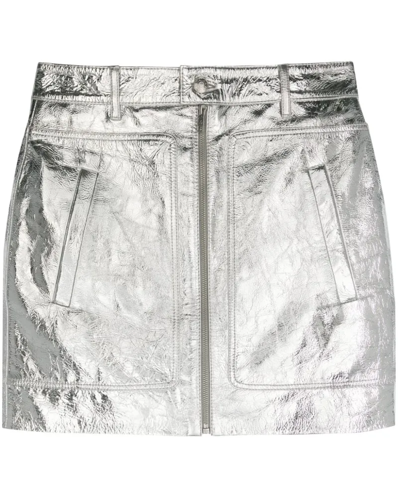 Zadig & Voltaire Jinette Minirock aus Leder - Silber Silber