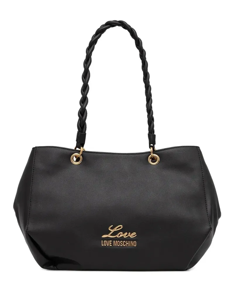 Moschino Tote Bag mit Flechtriemen - Schwarz Schwarz