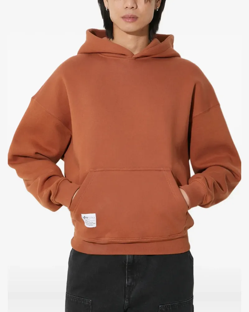 Alpha Industries logo-print kangaroo-pocket hoodie - Braun Braun