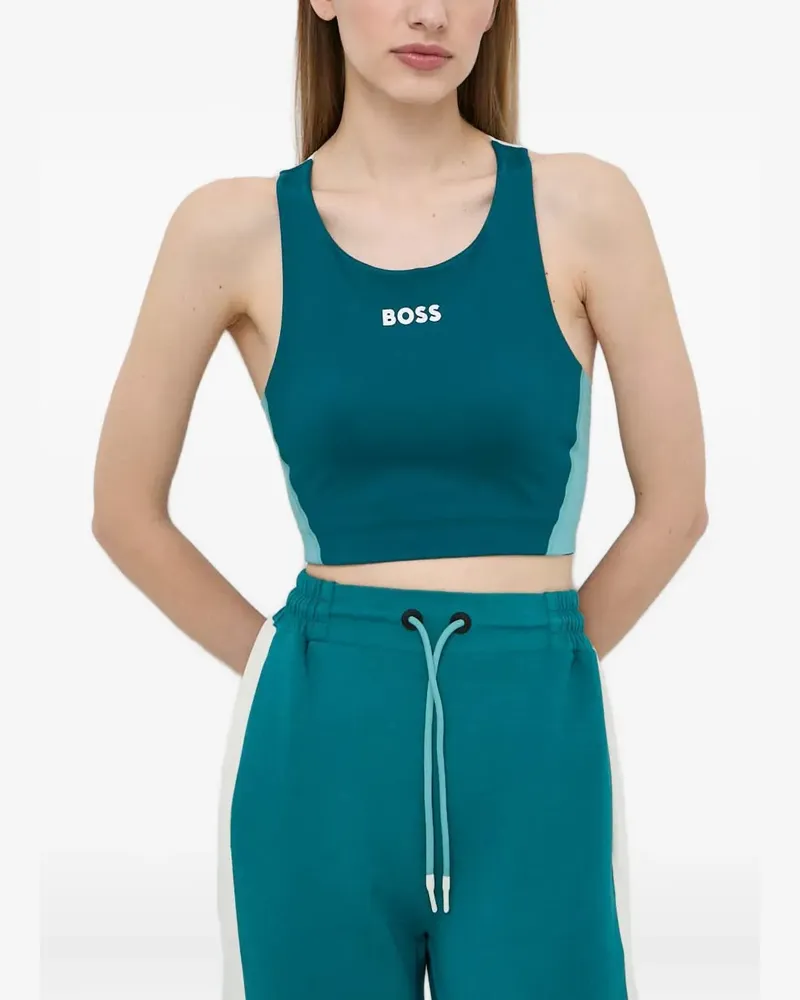 HUGO BOSS Racerback-Top in Colour-Block-Optik - Blau Blau