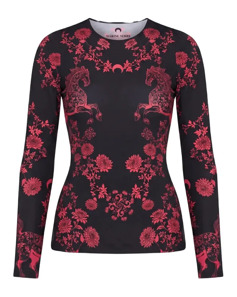 Marine Serre Langarmshirt mit Pferde-Print - Schwarz Schwarz