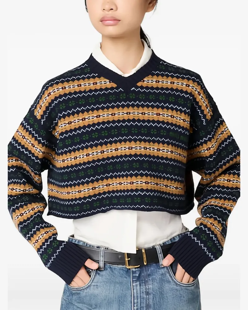 Miu Miu Cropped-Pullover aus Jacquard - Blau Blau