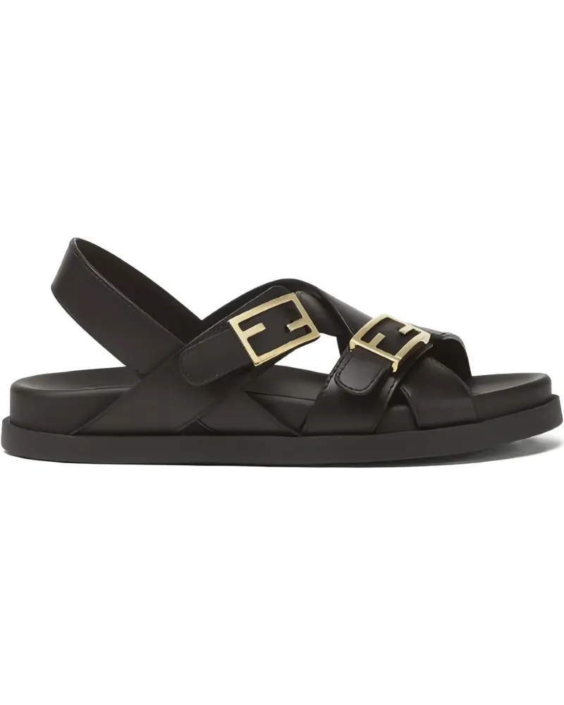 Fendi FF Baguette Sandalen mit Logo-Schnalle - Schwarz Schwarz