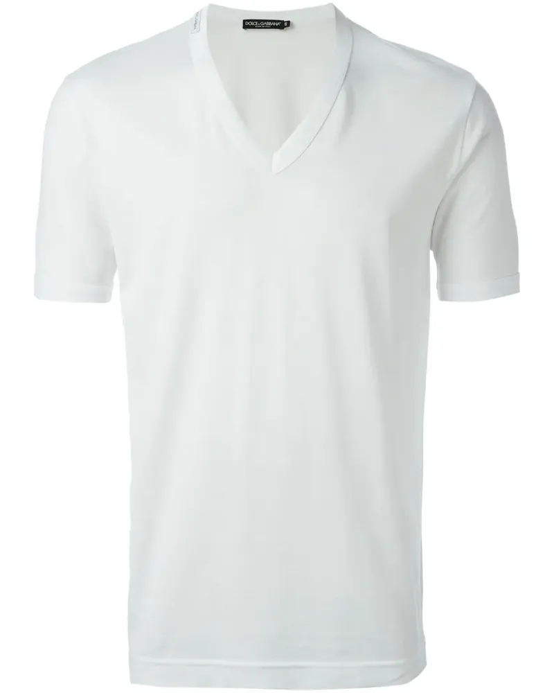 Dolce & Gabbana T-Shirt mit V-Ausschnitt - Weiß Weiß