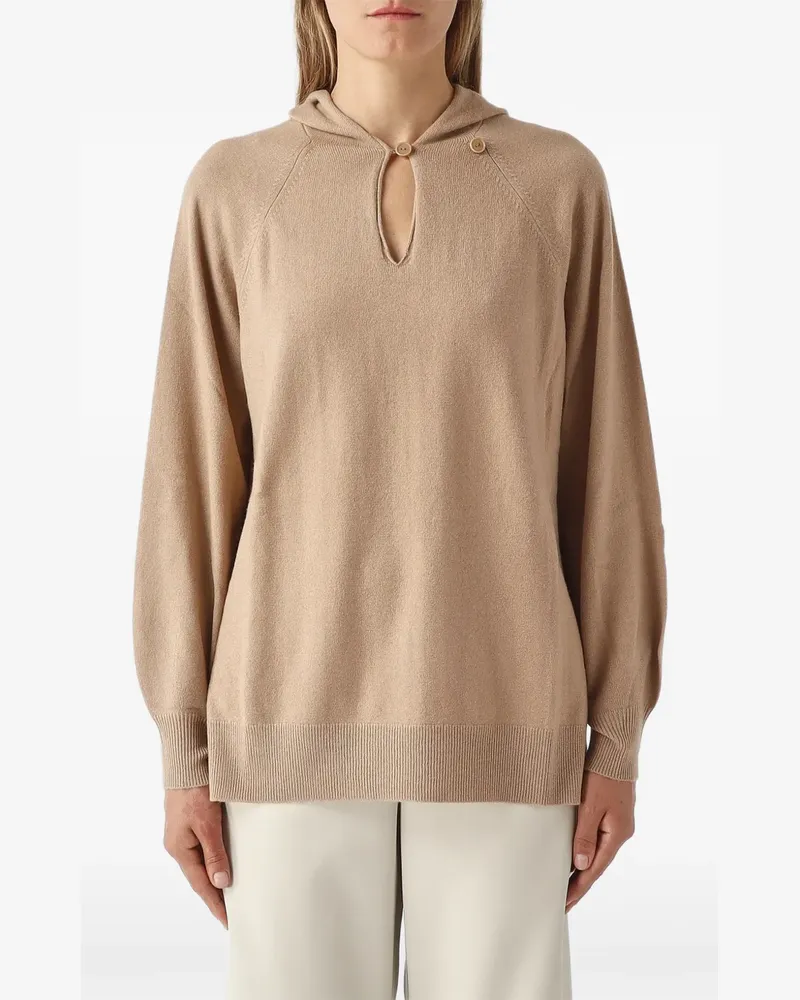 Max Mara Eguale keyhole-detail hooded sweater - Nude Nude