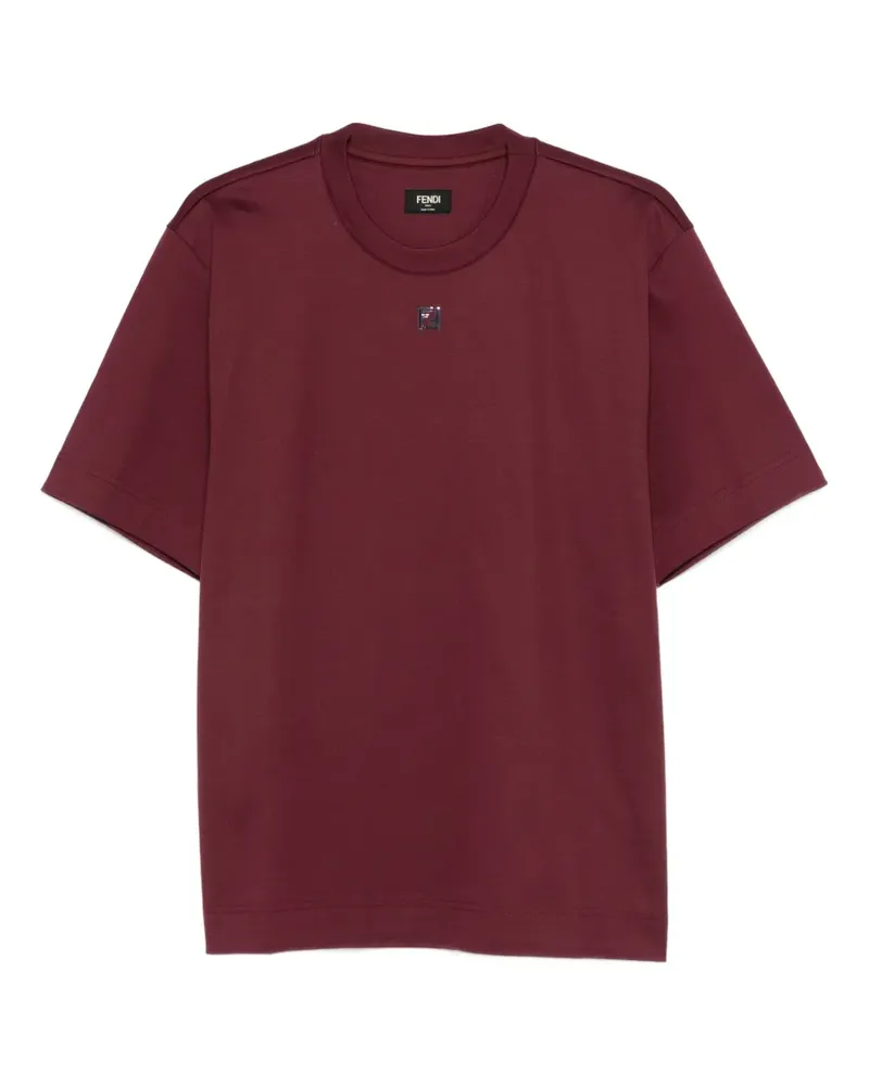 Fendi T-Shirt mit Logo-Schild - Rot Rot