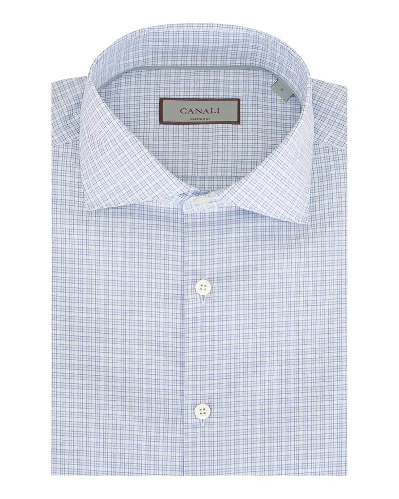 Canali check-pattern button-down cotton shirt - Blau Blau