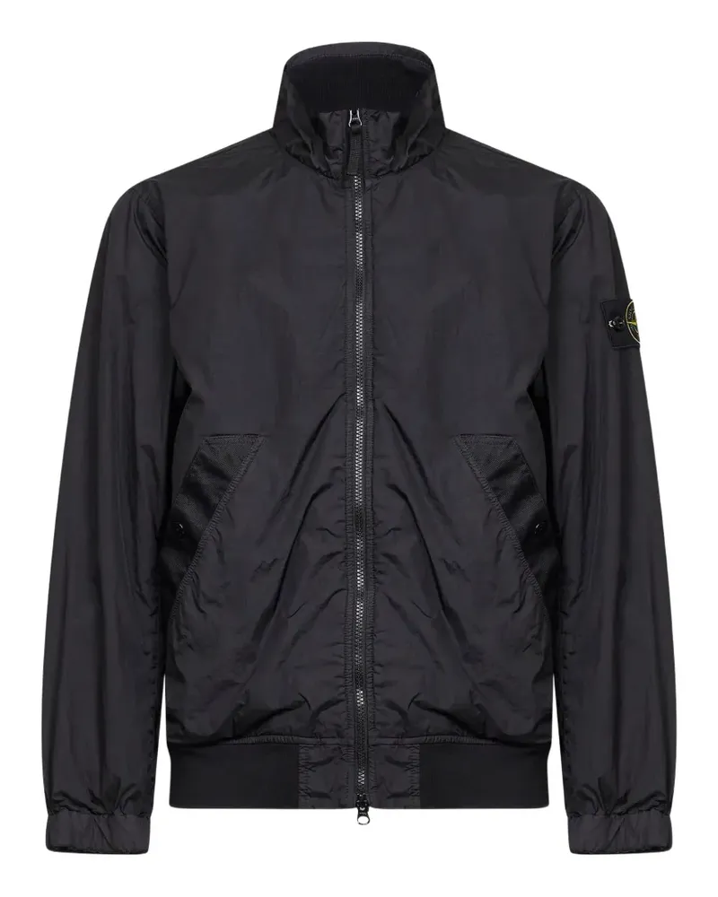 Stone Island logo-patch ribbed-trim lightweight jacket - Schwarz Schwarz