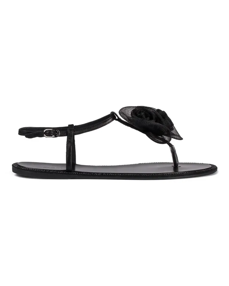 Le Silla Sandalen mit Rosenapplikationen - Schwarz Schwarz