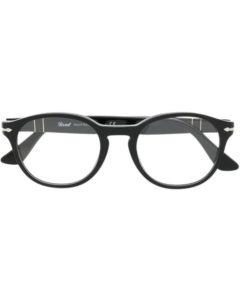 Persol Brille mit rundem Gestell - Schwarz Schwarz