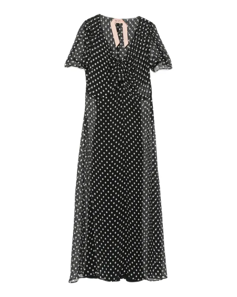 N° 21 polka dot silk midi dress - Schwarz Schwarz