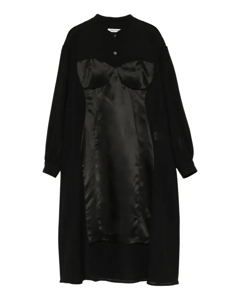 Undercover satin-panelled layered dress - Schwarz Schwarz