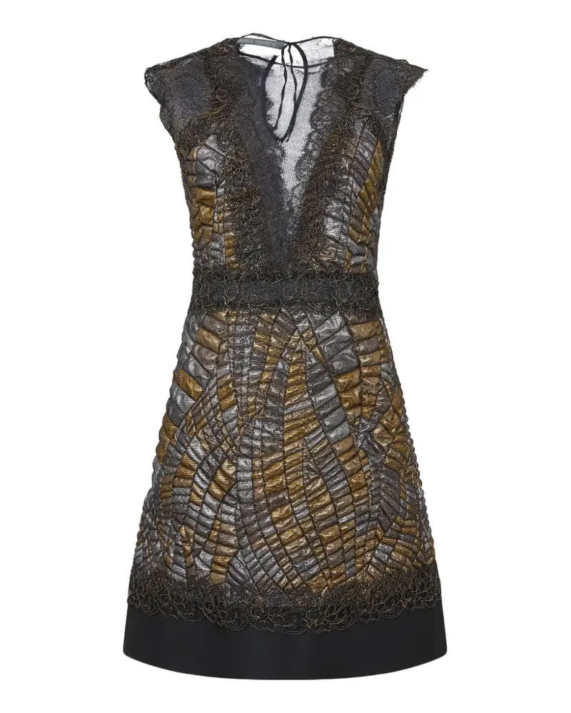 Moschino lace-trim metallic-effect mini dress - Schwarz Schwarz