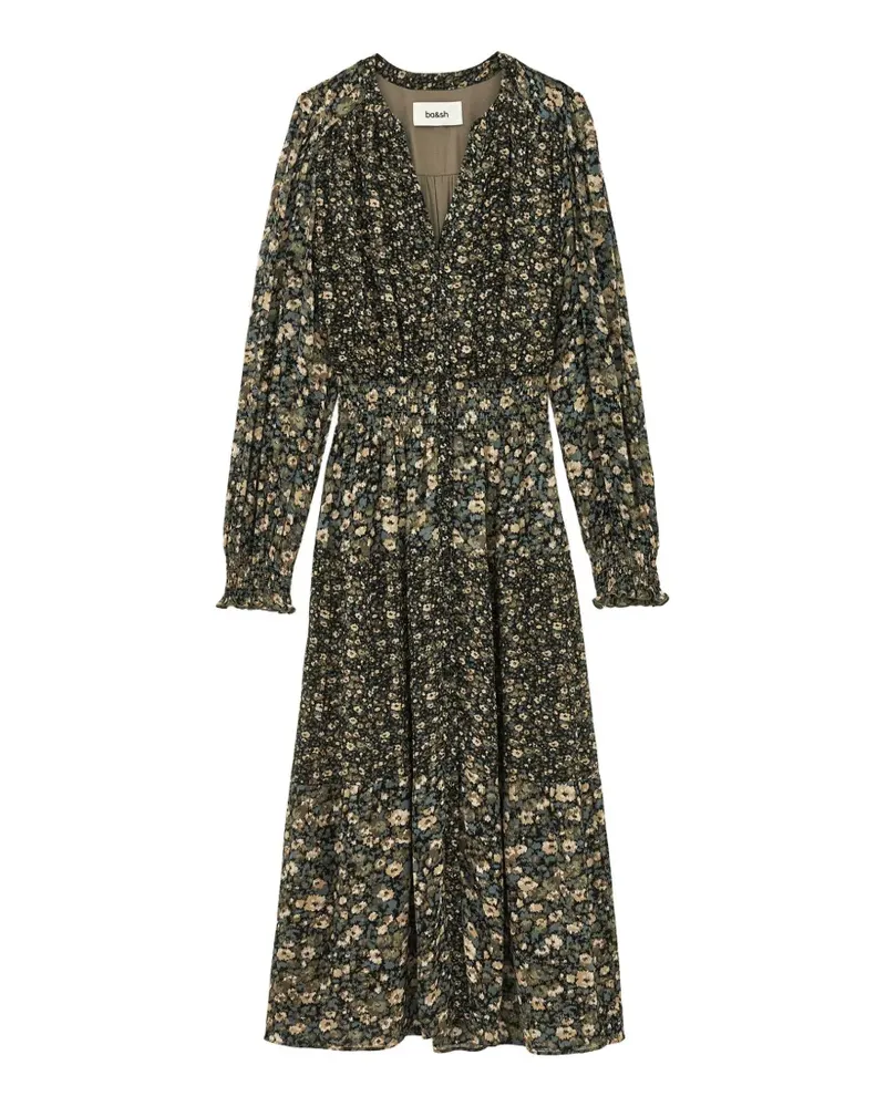 ba&sh Midikleid mit Blumenprint - Schwarz Schwarz