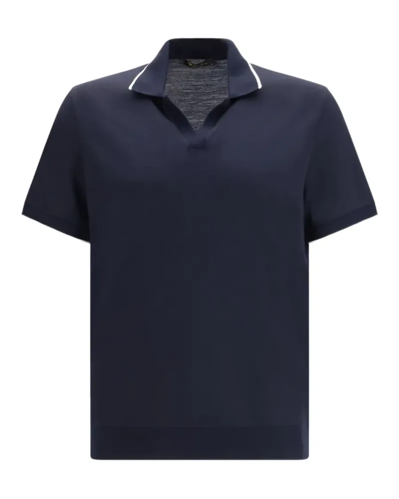 Loro Piana Waitaki T-Shirt mit Poloshirtkragen - Blau Blau