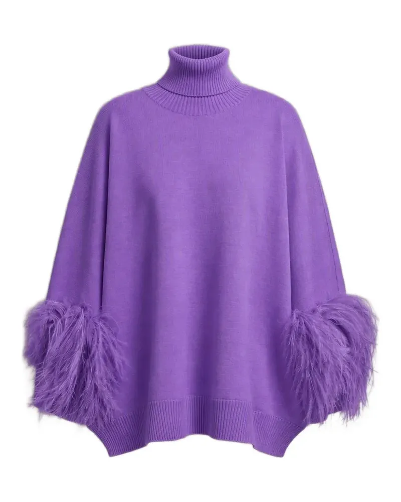 Alberta Ferretti Rollkragenpullover mit Federn - Violett Violett