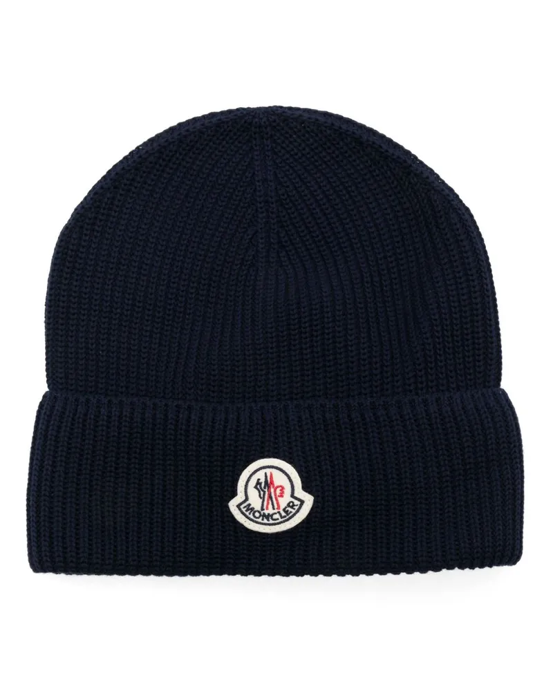 Moncler Gestrickte Beanie - Blau Blau