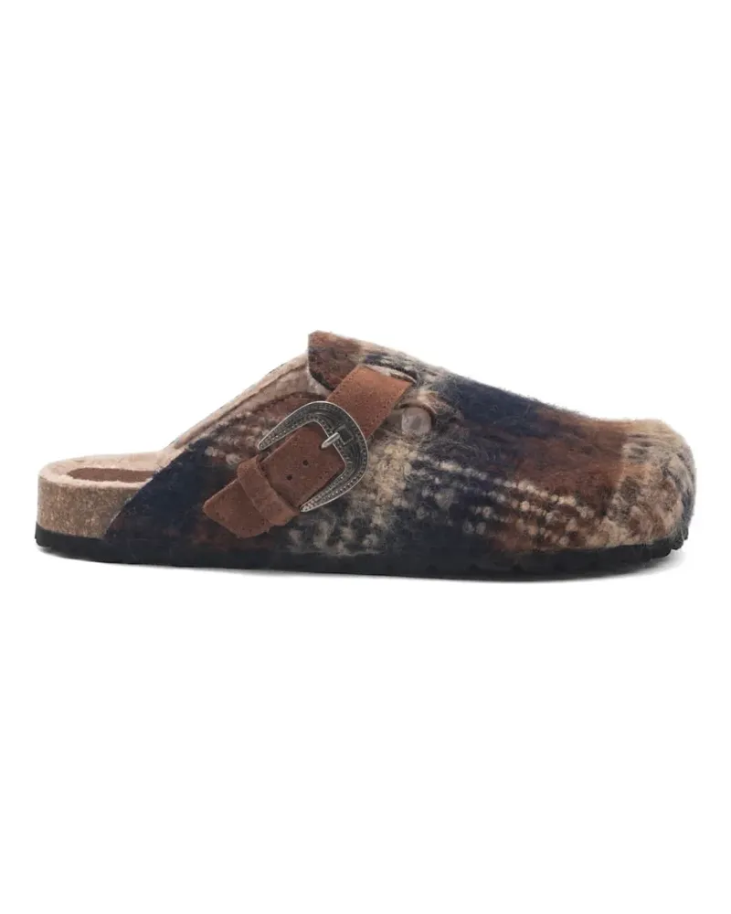 Faliero Sarti patterned buckle strap sandals - Braun Braun