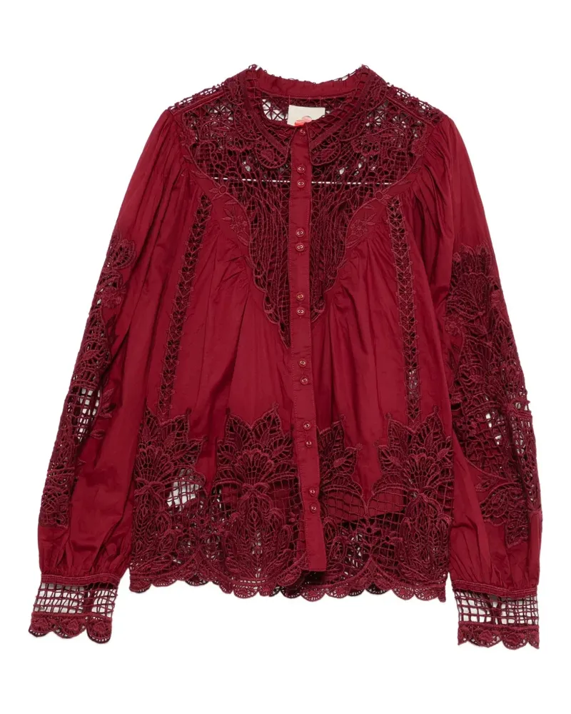 FARM Rio button-fastening crochet-lace top - Rot Rot