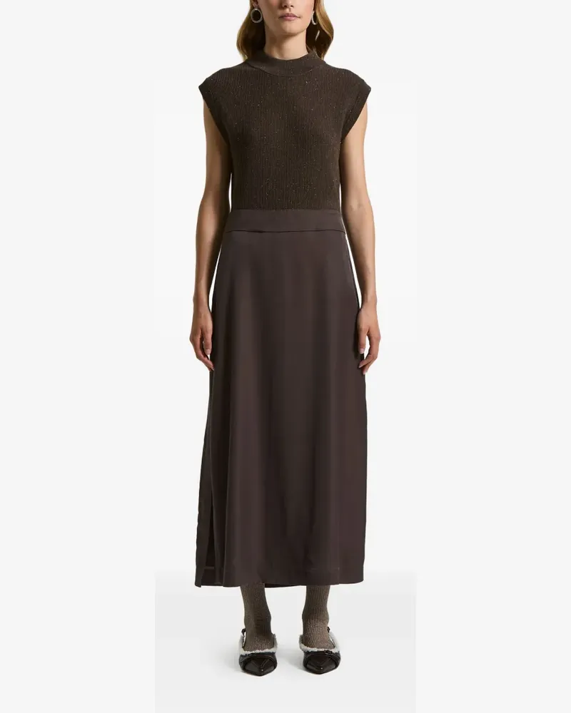 Peserico Ärmelloses Kleid mit Stehkragen - Braun Braun