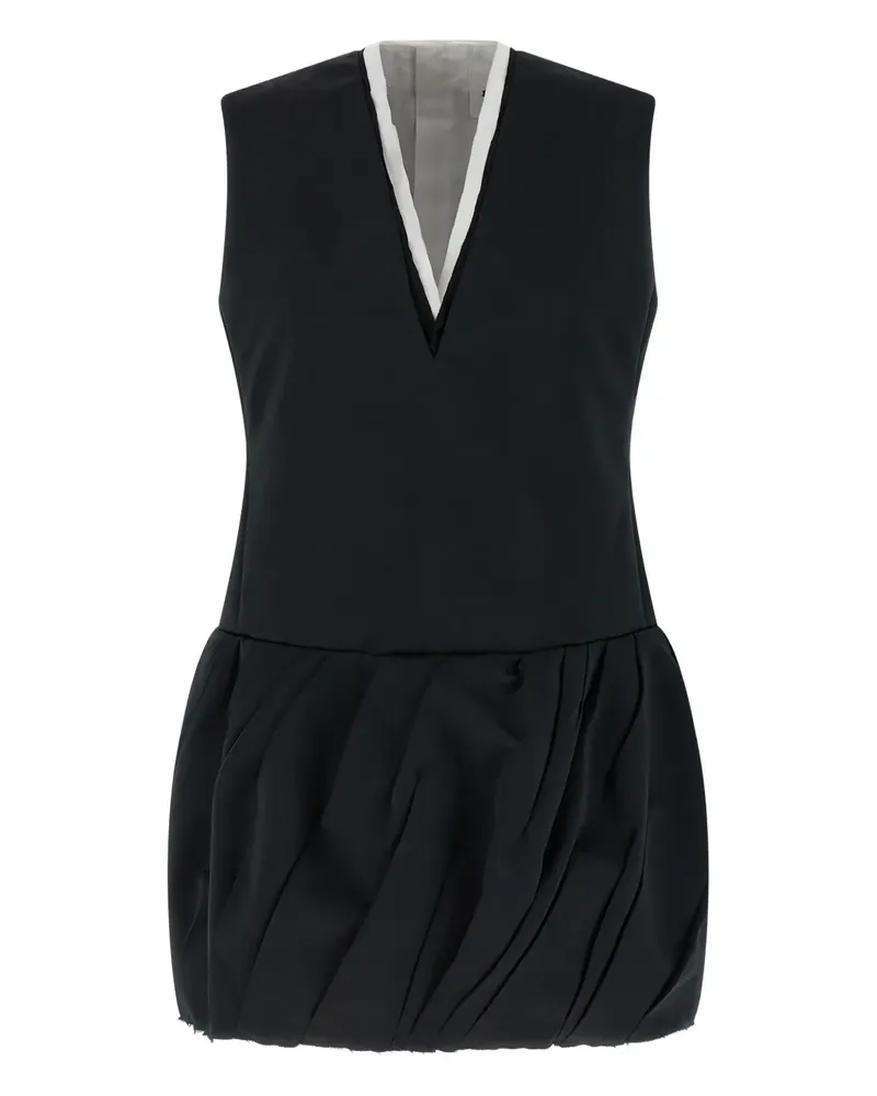 Jil Sander V-Ausschnitt-Minikleid mit Ballonrock - Schwarz Schwarz