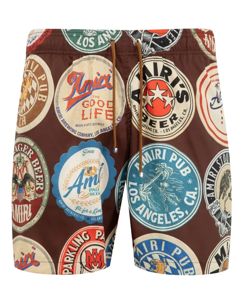 Amiri Badeshorts mit Untersetzer-Print - Braun Braun