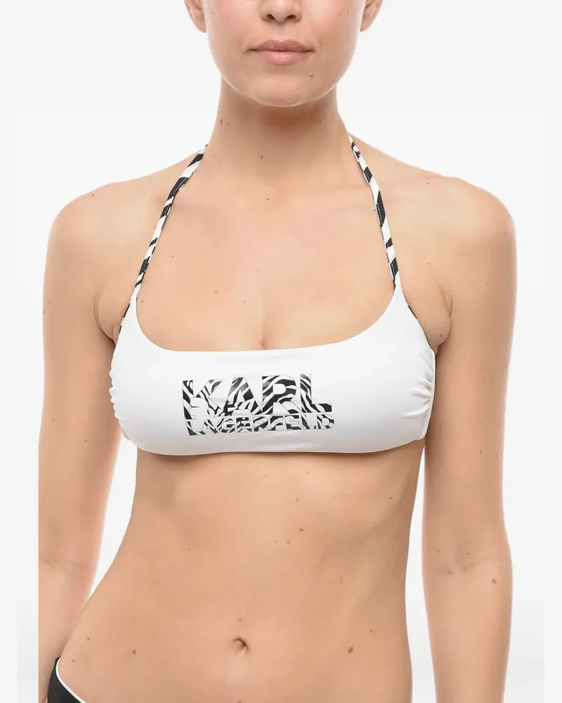 Karl Lagerfeld Bikinioberteil mit Logo-Print - Weiß Weiß