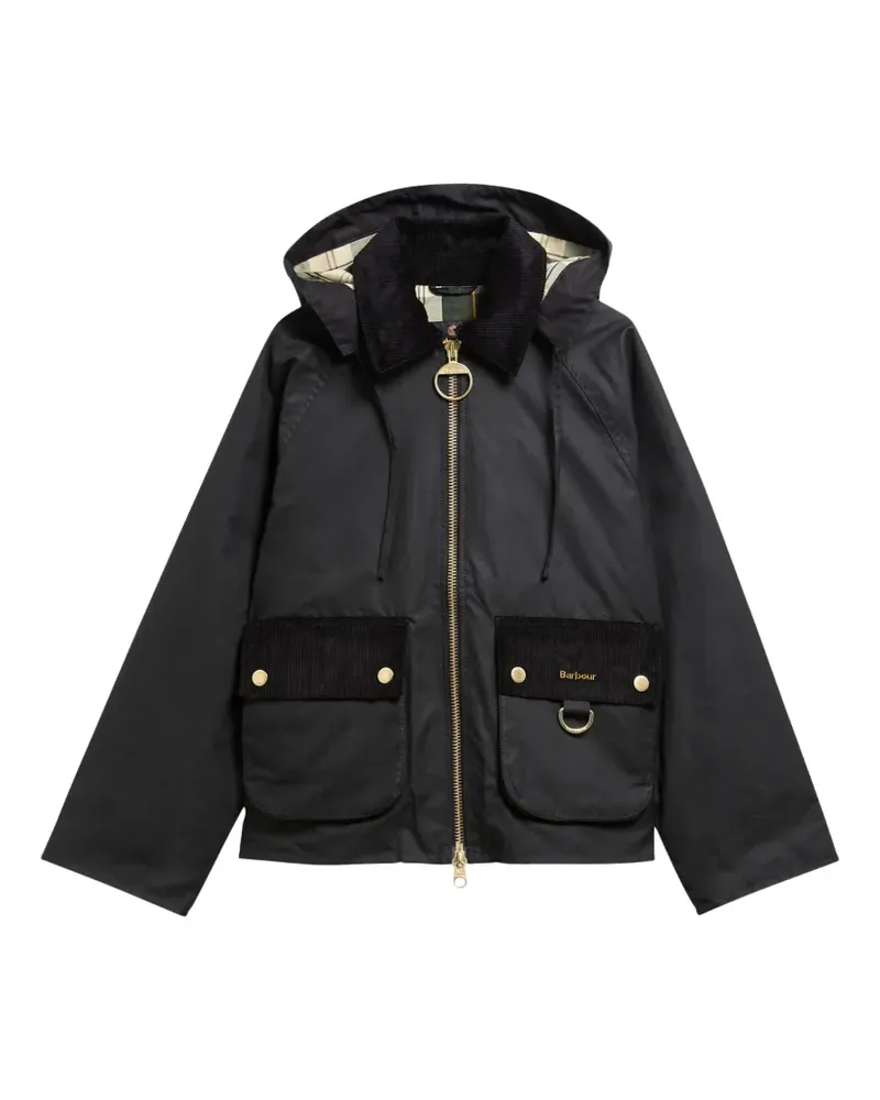 Barbour Carville Kapuzenjacke mit Cordbesatz - Schwarz Schwarz