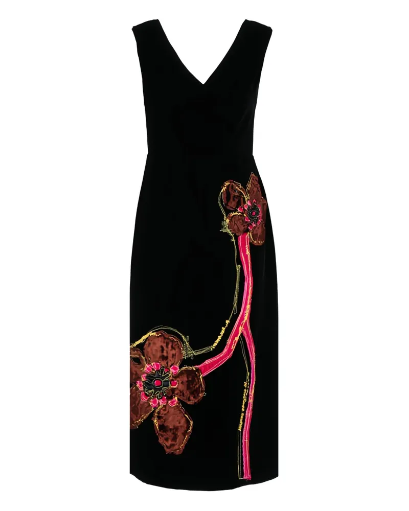 Prada Samtkleid mit Stickerei - Schwarz Schwarz