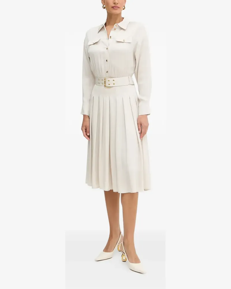 MARCIANO Los Angeles polo-collar pleated midi dress - Nude Nude