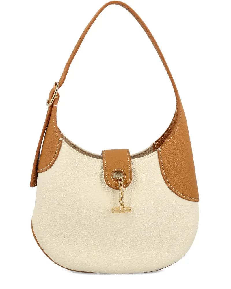 Loro Piana Gehämmerte Tasche aus Kalbsleder mit Knebelverschluss - Nude Nude