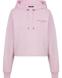 Balmain Hoodie mit beflocktem Logo Rosa