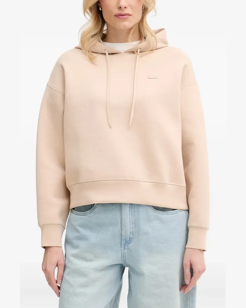 Lacoste logo-patch drawstring hoodie - Nude Nude